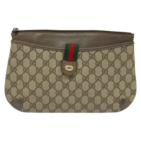 Authentic GUCCI GG Supreme Web Sherry Line Shoulder Bag PVC Beige 904 02 026 - Picture 5 of 16